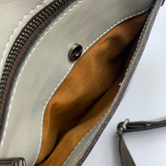 Patricia Nash Burnished Tooled Leather Francesca Organizer Crossbody Bag in Gray - Picture 6 of 12